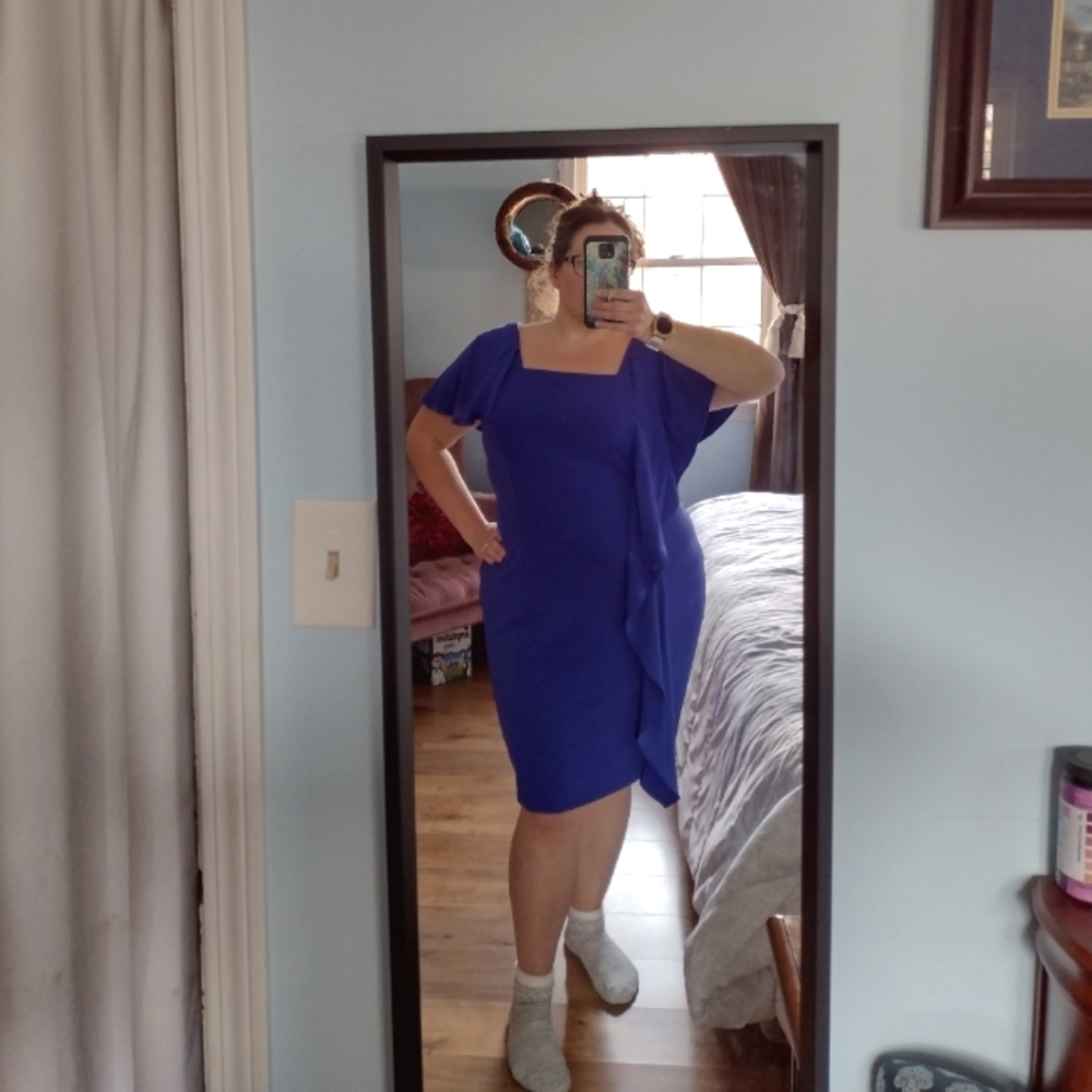 ***sold** LB bodycon blue violet dress w/ruffle